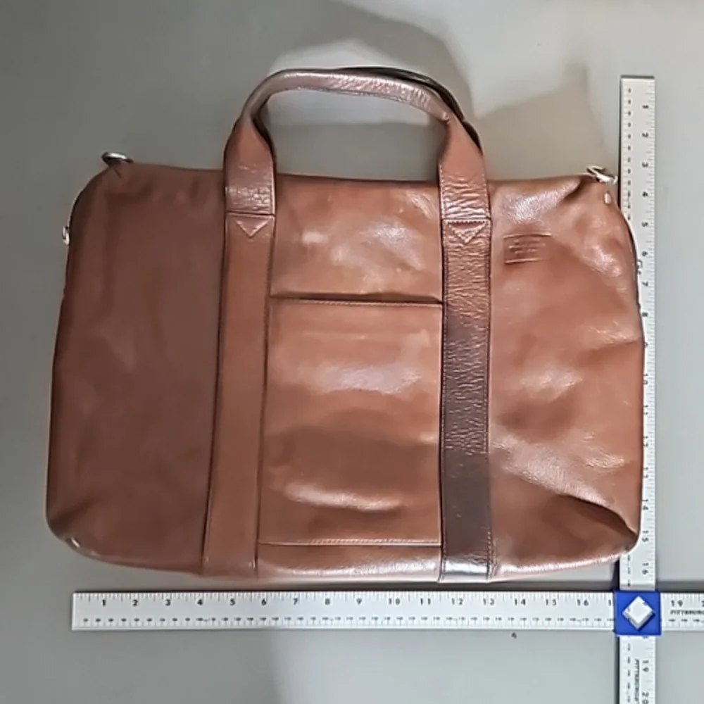 Jack Spade Men's Adjustable Strap Leather Briefcase Laptop Bag Brown Pre-owned